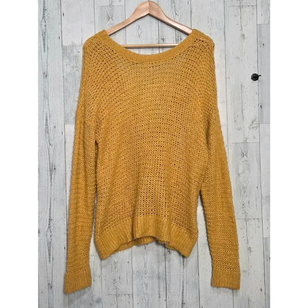 Abercrombie & Fitch Open Knit Open Faux Wrap Blouson Back Sweater Sz. XL EST